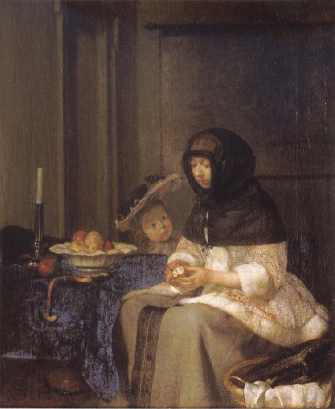 Gerard Ter Borch Woman peeling an apple Norge oil painting art